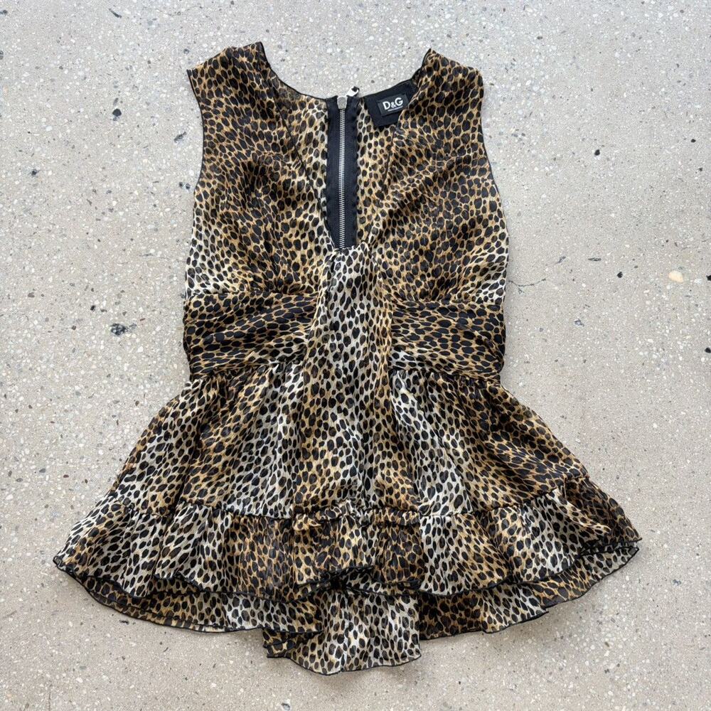 Dolce & Gabbana D&G Y2k Silk Leopard Print Top